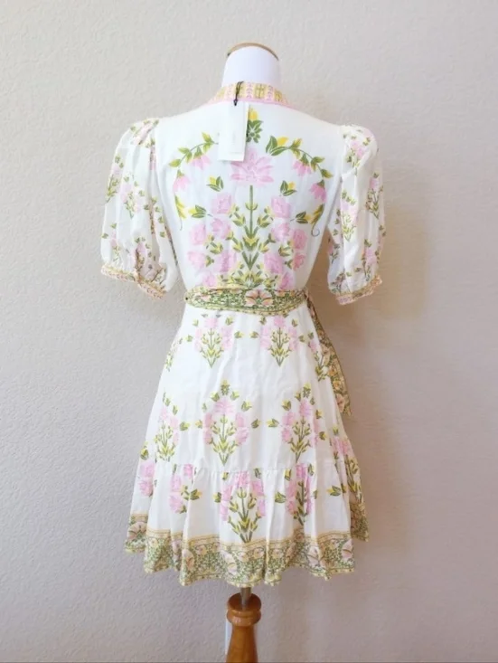 A Loves A linen blend floral belted puff sleeve dress - Picture 8 of 12